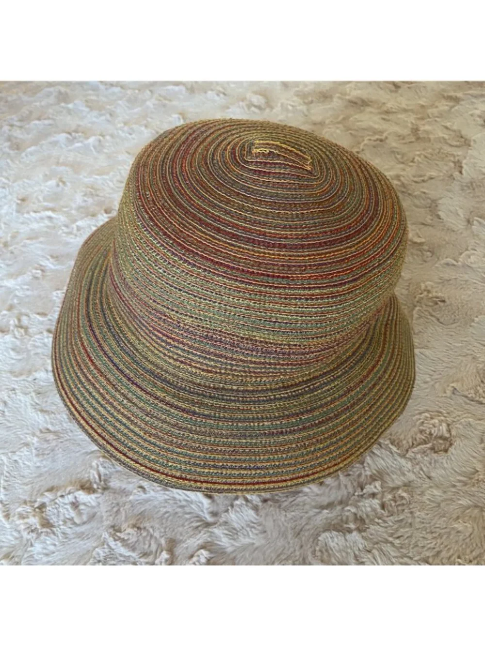 Eddie Bauer Sz M/L Multicolor Striped Straw Bucket Hat